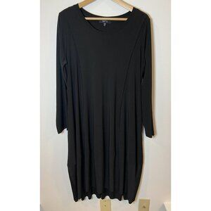 Comfy USA Dress Long Sleeve A Line Pockets Black Size Large L